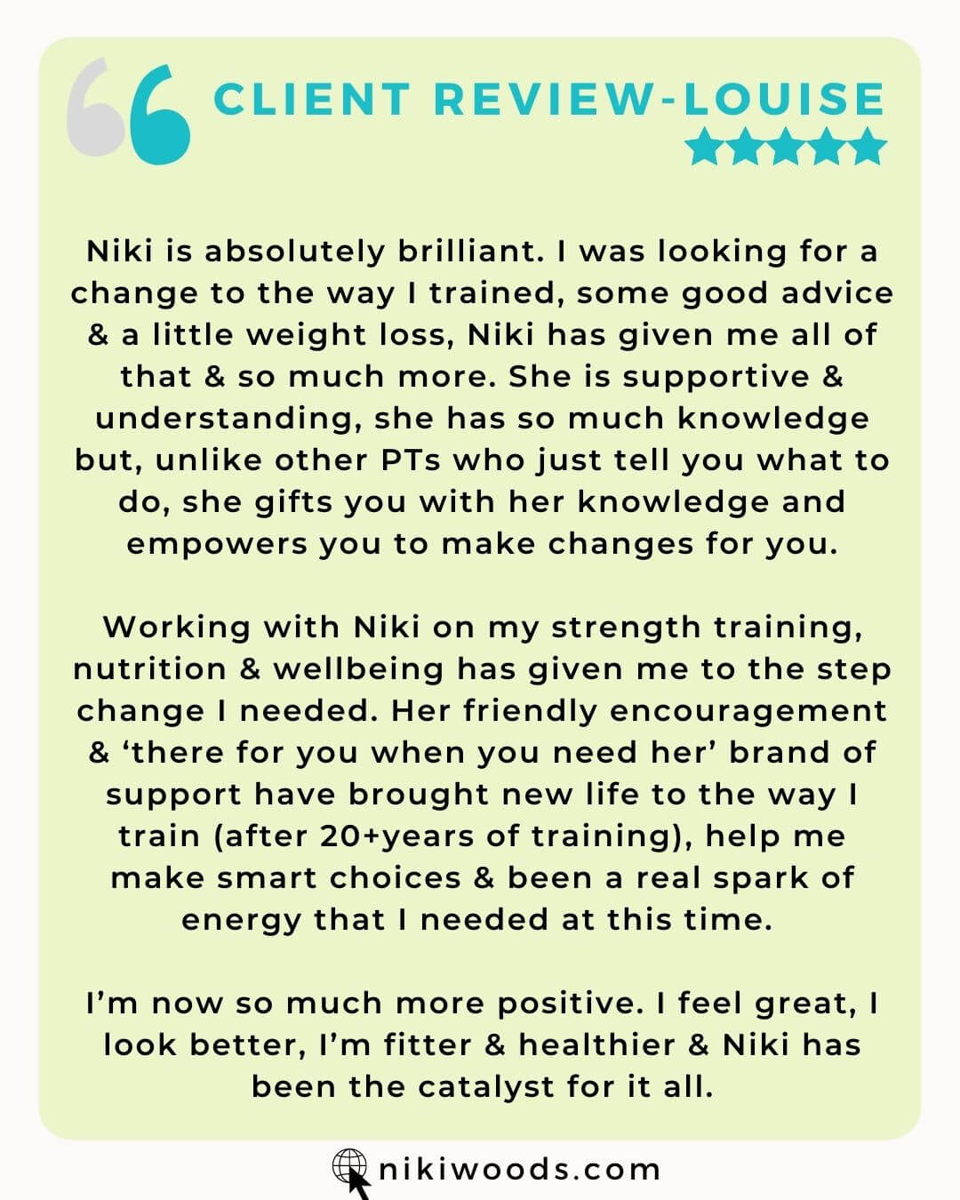 happy client review "absolutely brilliant"