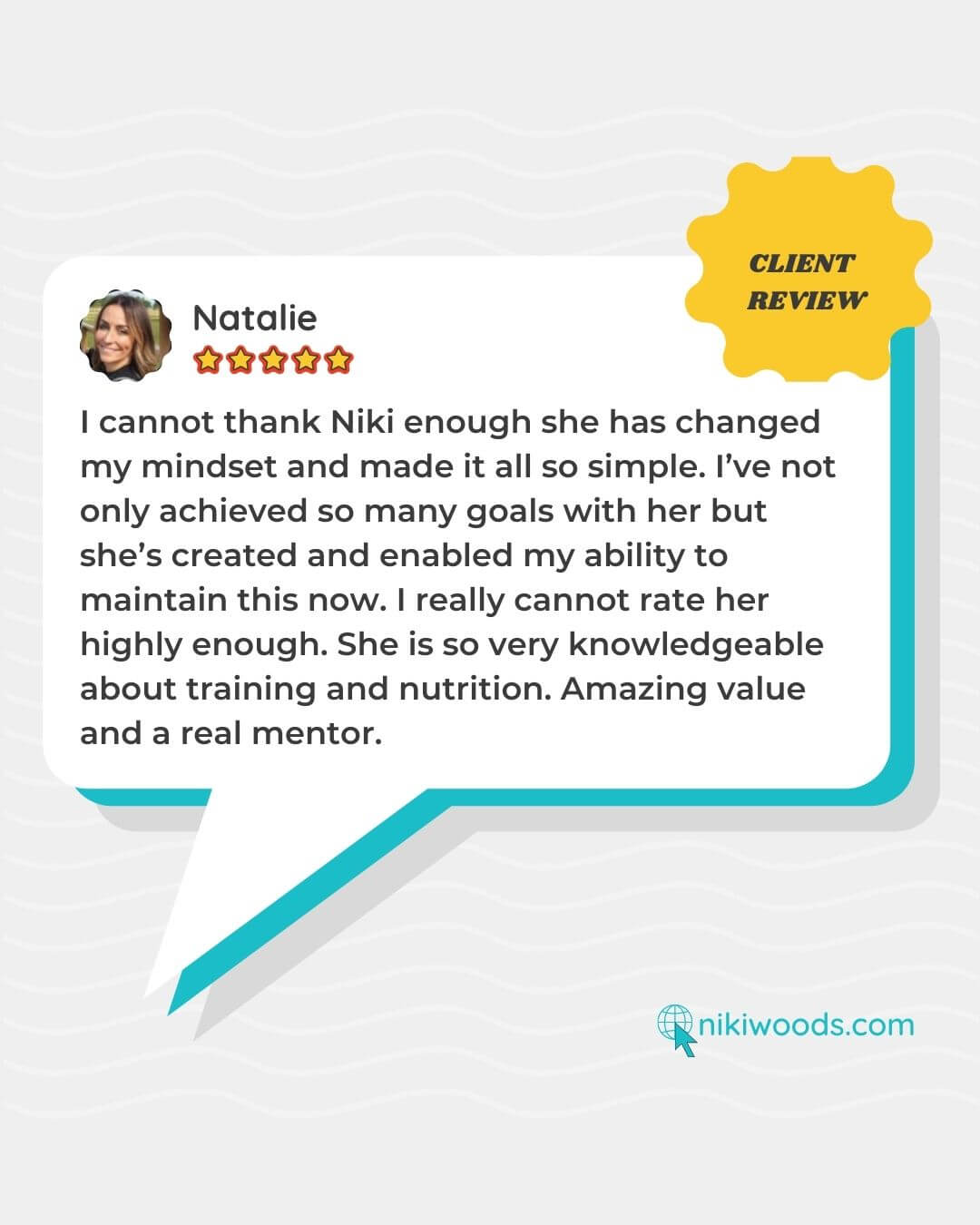 happy client review "can't thank niki enough"